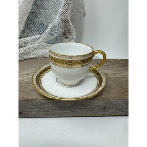 Vintage Limoges Demitasse Cup & Saucer Set Gold Rimmed Porcelain by W. Guerin &